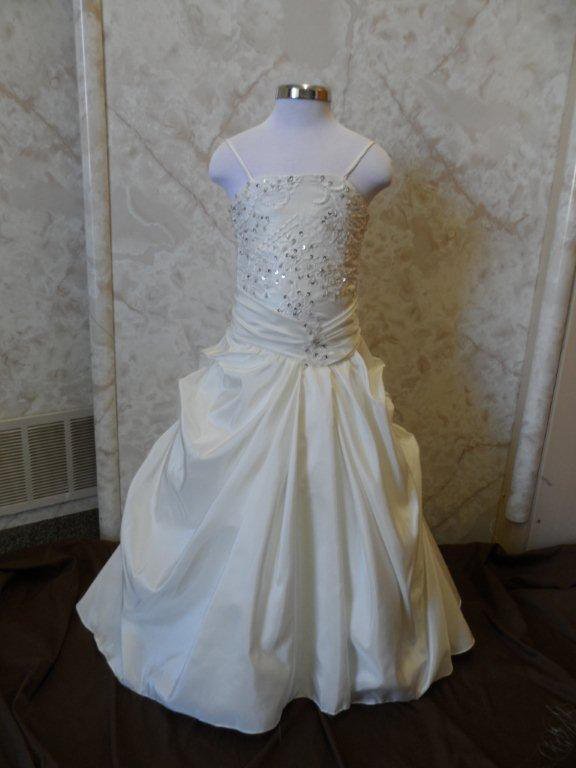 Floor length mini bridal gowns for flower girls with Pearl Beaded Embroidery